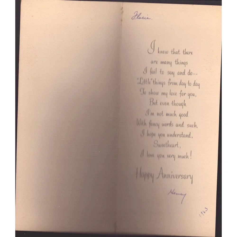 Vintage 1963 Hallmark Anniversary Card To My Wife Floral Hydrangea